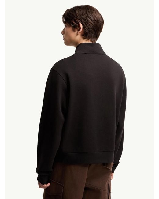 Moncler Black Cotton Zip-Up Sweatshirt With Logo for men