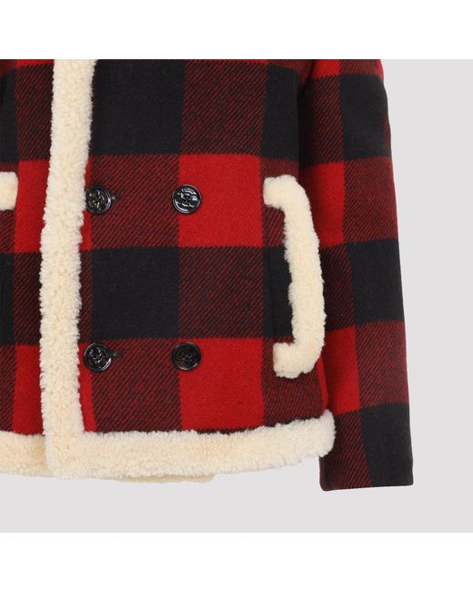Céline Red Caban Shearling Jacket