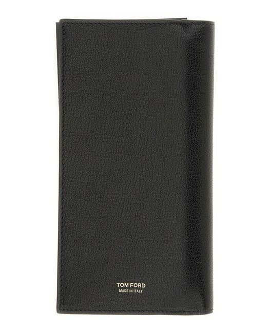 Tom Ford Black Vertical Leather Wallet