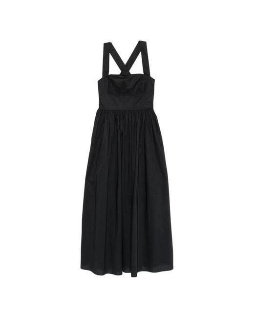Matteau Black Sleeveless Cotton Midi Dress