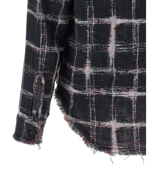 R13 Gray Fringed Hem Reversible Shirt