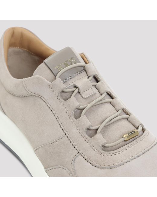 Tod's White Tortora Suede Sneakers