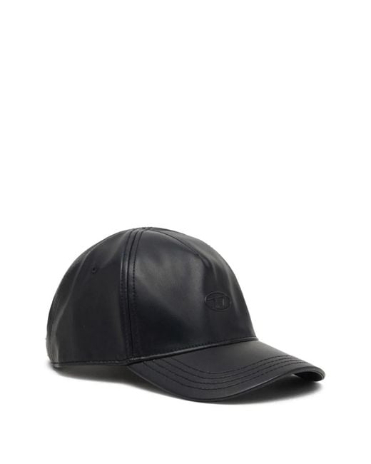 DIESEL Black Embossed Logo Adjustable Hat for men