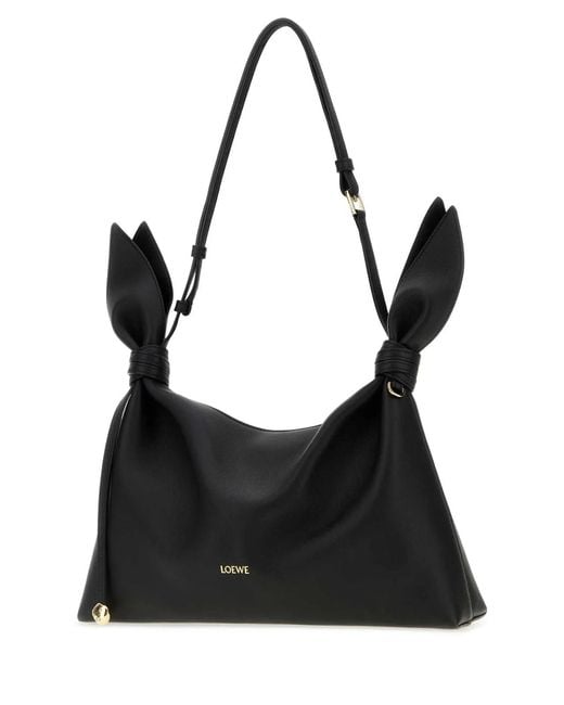 Loewe Black Leather Medium Scarf Shoulder Bag