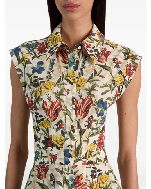Alice + Olivia White Printed Cotton Mini Dress