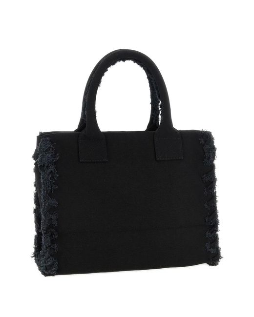 Pinko Black Cotton Tote Bag