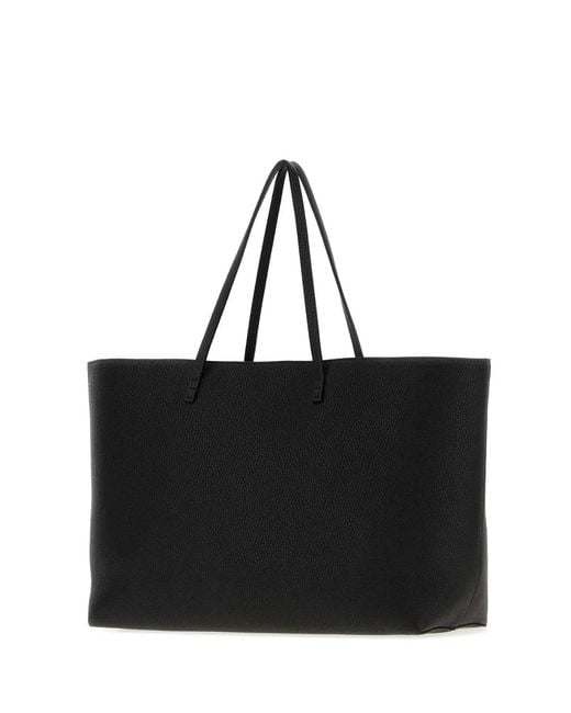 Fendi Black Leather Medium Roll Shopping Bag