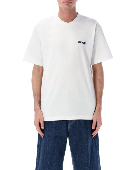 Obey White Lips Graphic Cotton T-Shirt for men