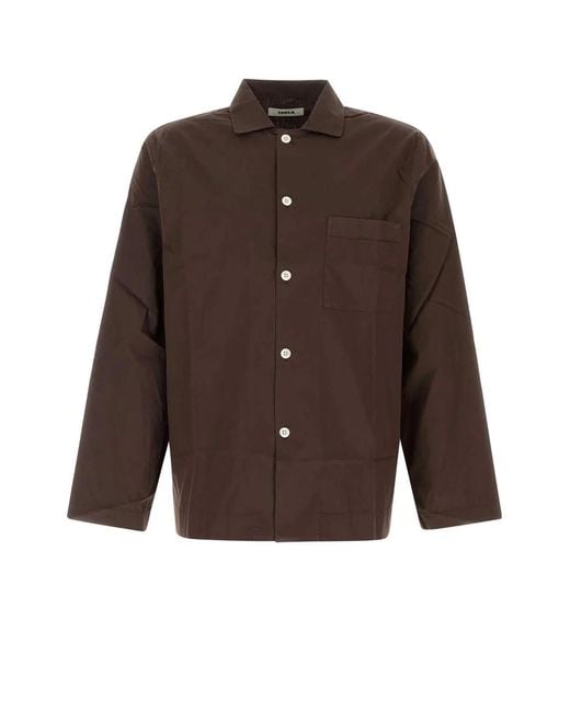 Tekla Brown Poplin, Pyjamas Shirt