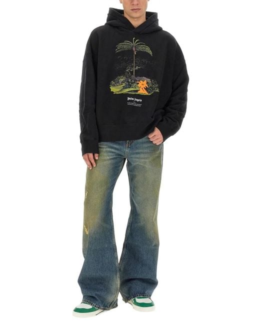 Palm Angels Black Enzo Sweatshirt From The Tropics for men
