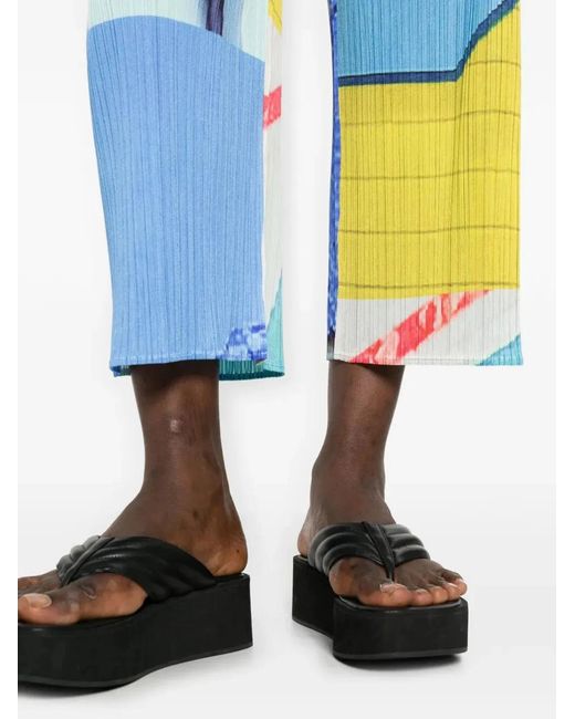 Pleats Please Issey Miyake Blue Pleats Please By Issey Miyake "City Collage" Trousers