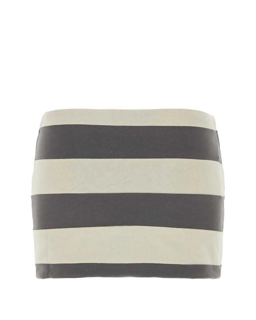 Miu Miu Gray Embroidered Cotton Mini Skirt