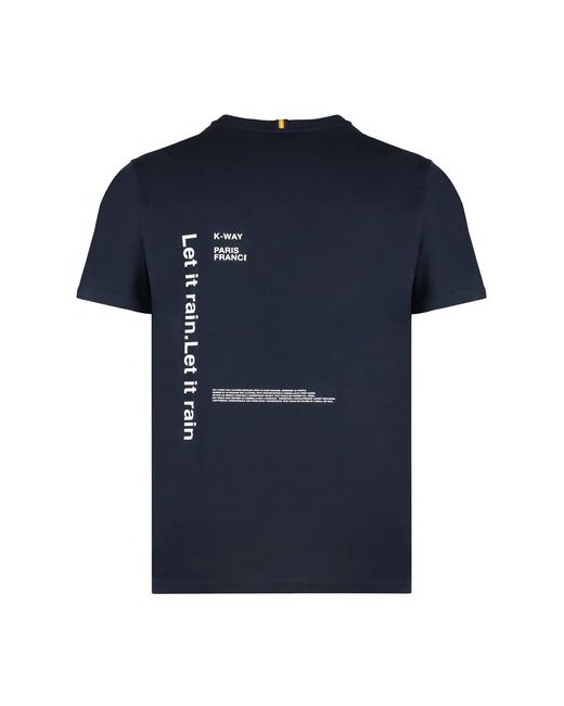 K-Way Blue Odom Letitrain Cotton Crew-Neck T-Shirt for men
