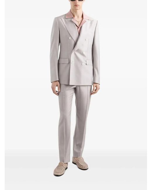Dolce & Gabbana Gray Deconstructed Double-Breasted Wool And Silk Suit for men