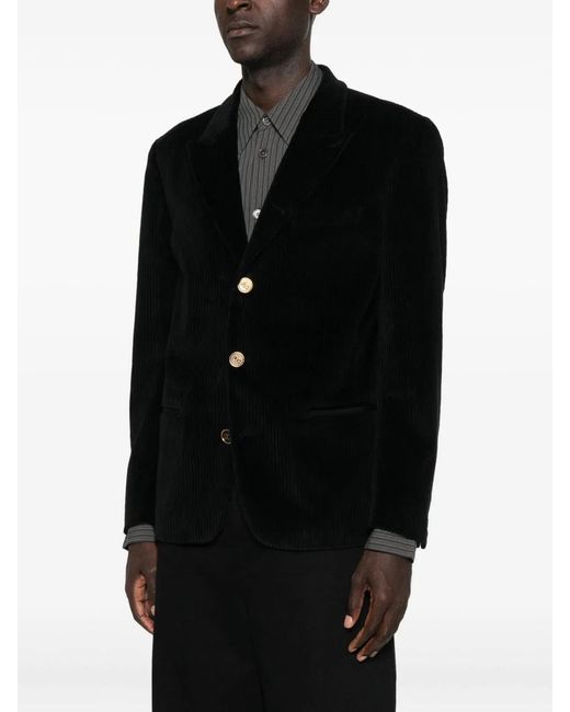 Dolce & Gabbana Black Dolce & Gabbana Ribbed Single-Breasted Blazer for men
