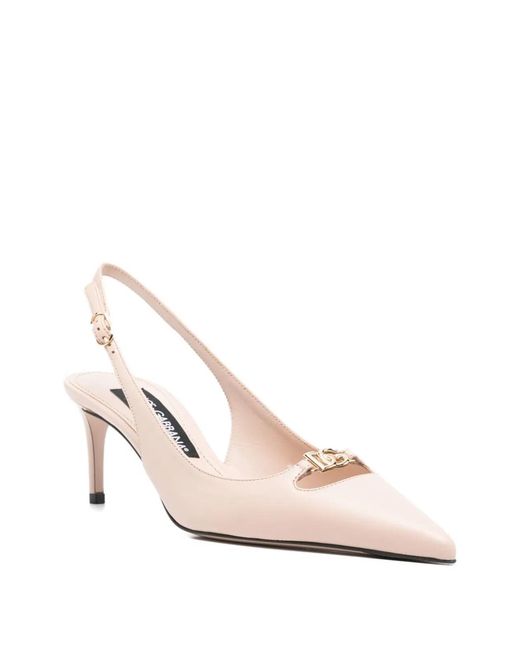 Dolce & Gabbana Pink Dolce & Gabbana Leather Pumps With Logo