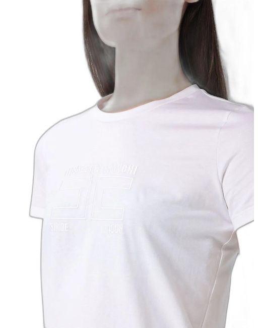 Elisabetta Franchi White Jersey T-Shirt With Embroidered Logo
