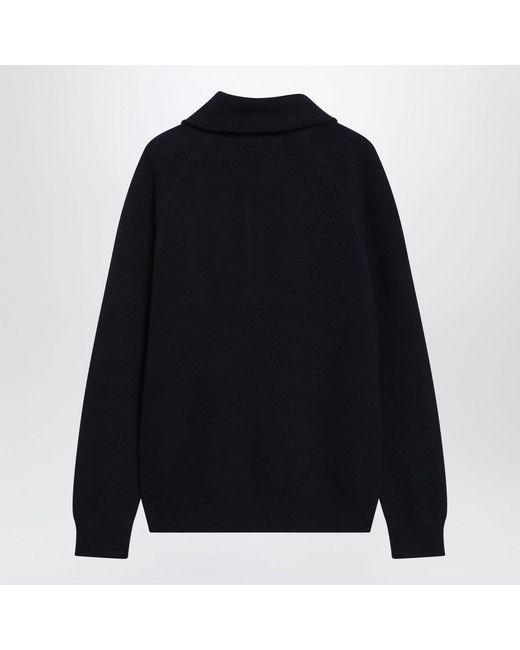 Prada Blue Wool And Cashmere Polo Shirt for men
