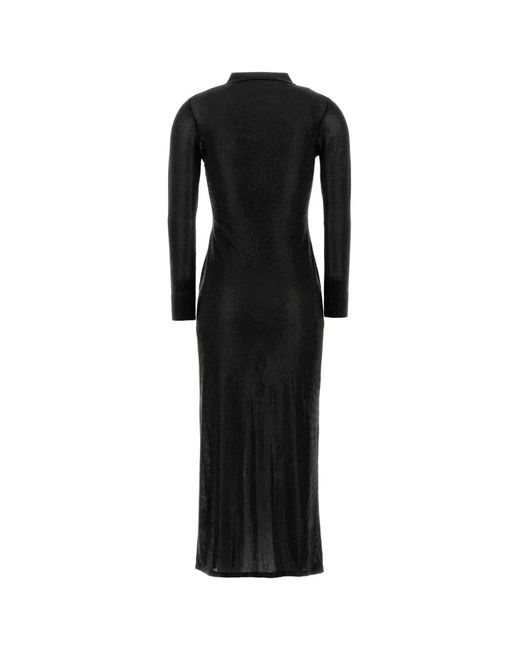 Alexander Wang Black Ls Polo Full Length Dress W