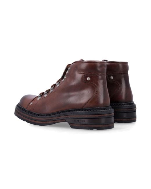 Miu Miu Purple Antiqued Leather Booties