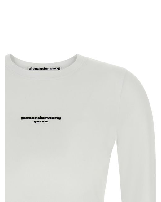 Alexander Wang White 'Ls Tee W/Logo Print' T-Shirt
