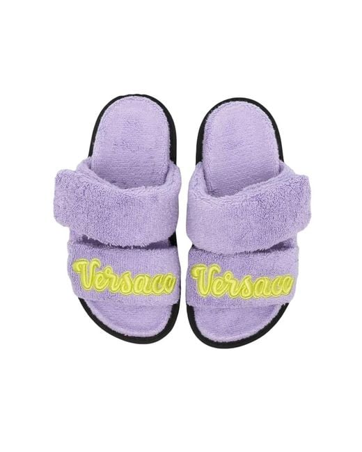 Versace White Terry Slipper And Embroidery