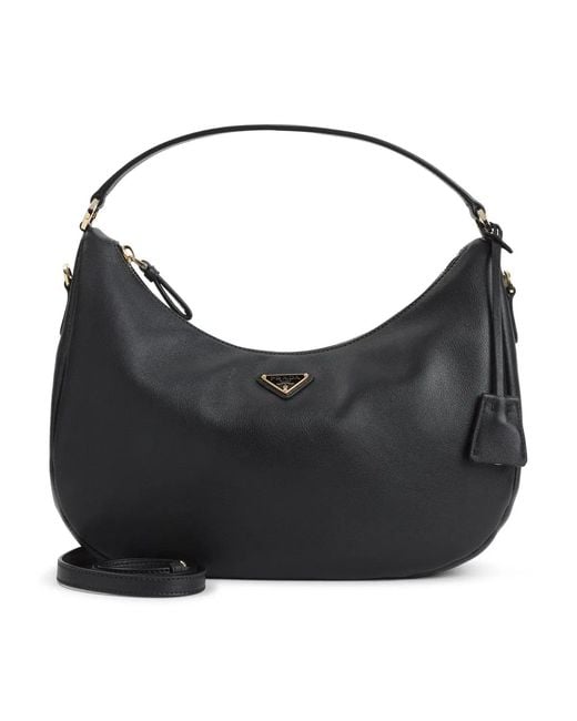 Prada Black Medium Leather Hobo Bag