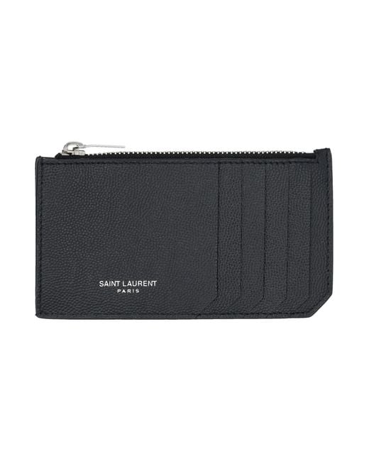 Saint Laurent Black Fragments Card Holder With Zip for men