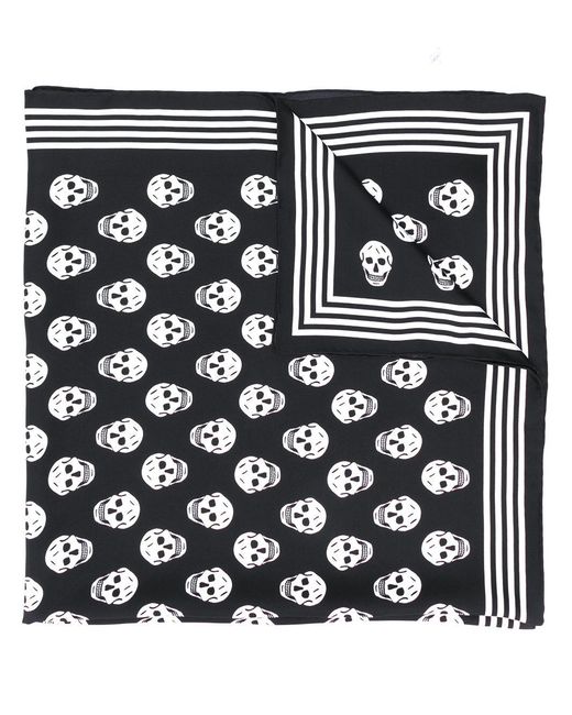 Alexander McQueen Black Skull Silk Scarf