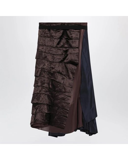 Prada Blue Patchwork Faille Wrap Skirt