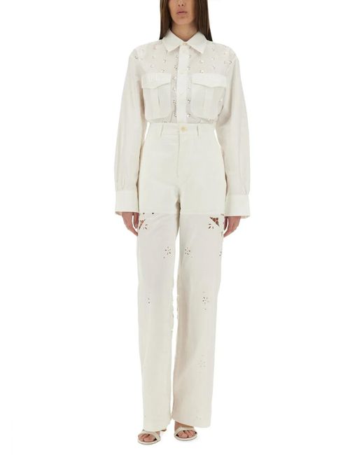 MARINE SERRE White Upcycled Linen Shirt