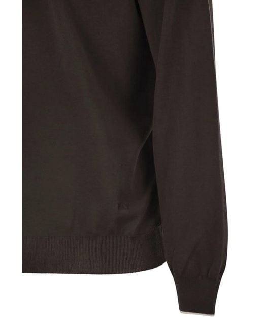 Fay Black Cotton Crew Neck Jumper for men