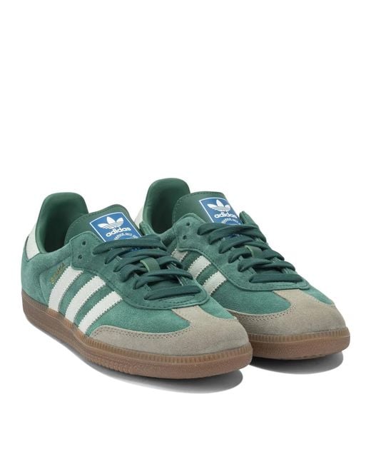 Adidas Originals Green Leather Fabric Sneakers for men