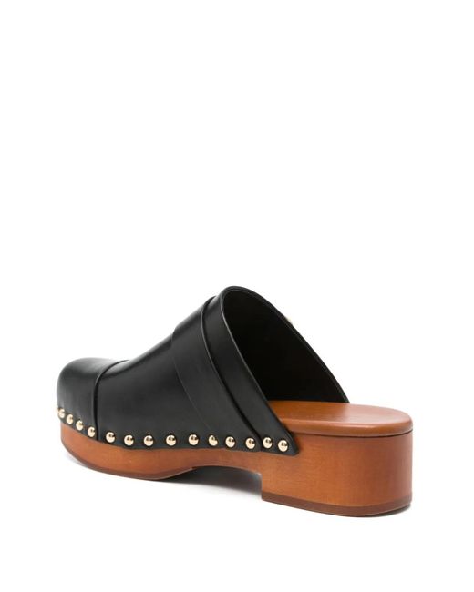 Chloé Black Jeannette Leather Clogs