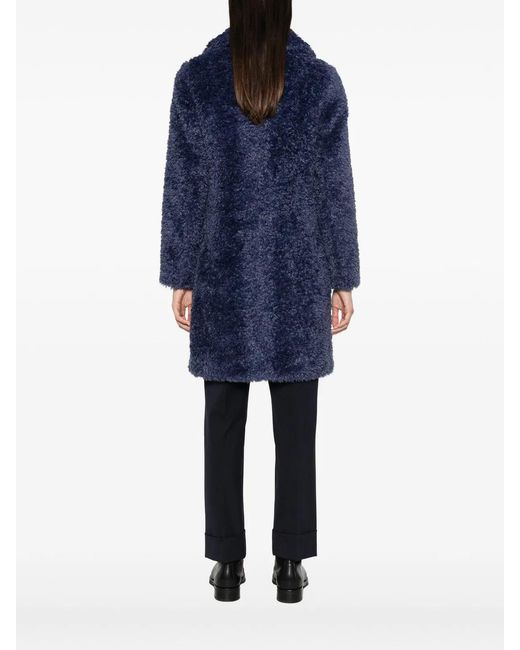 Herno Blue Faux-Fur Lapel-Collar Coat
