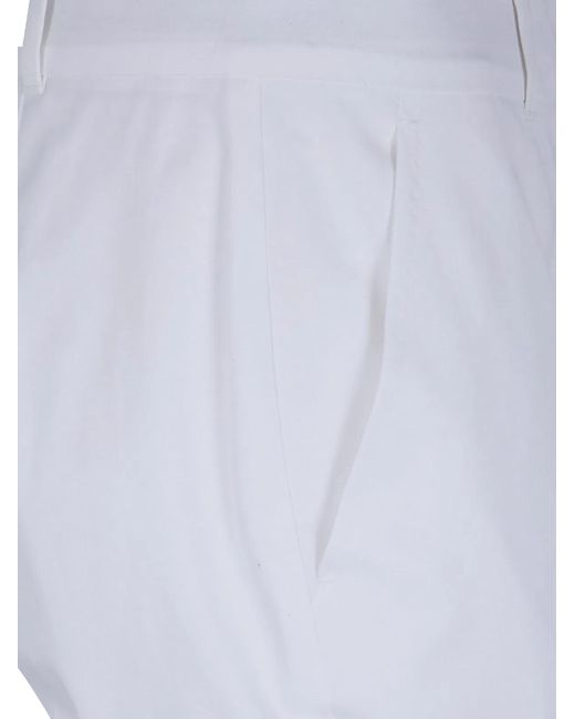 Max Mara White Cotton Elastane Trousers