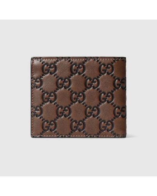 Gucci Brown Gg Emblem Bi-Fold Wallet for men