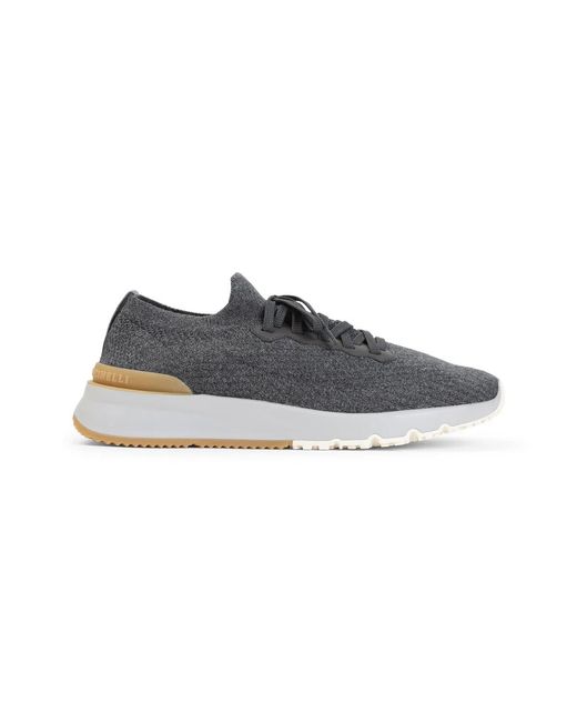 Brunello Cucinelli Gray Lavagna Textile Sneakers for men