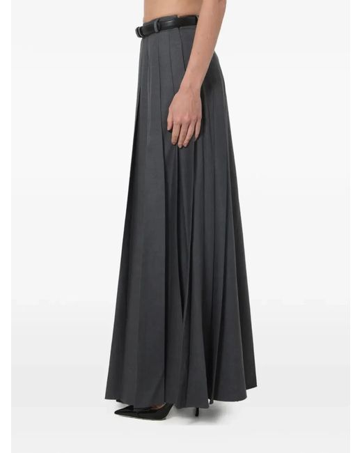 Self-Portrait Black Belted Pleated Maxi Skirt