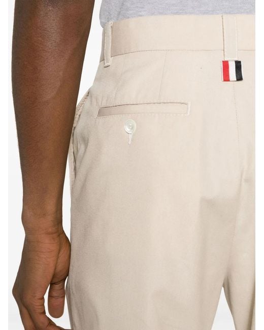 Thom Browne Natural Tailored Cropped Straight Trousers for men