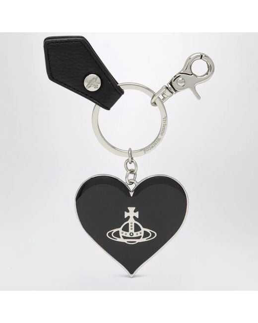 Vivienne Westwood Black Mirror Heart Orb Heart Keyring