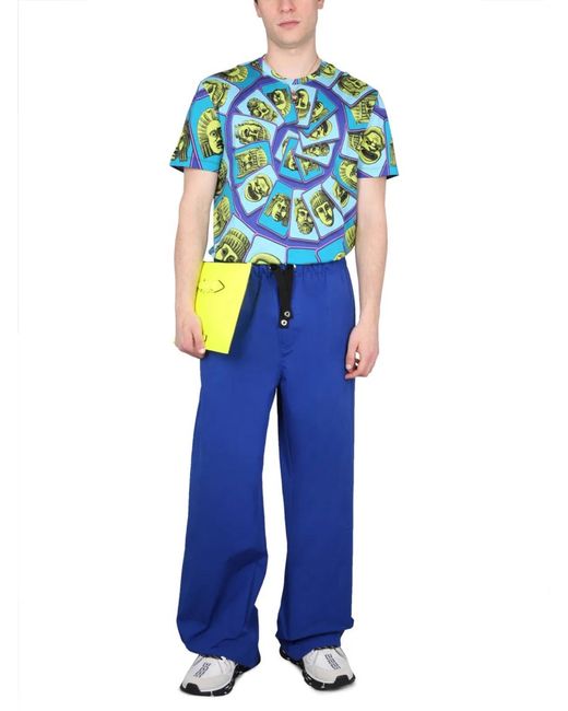 Versace Blue Drawstring Pants for men