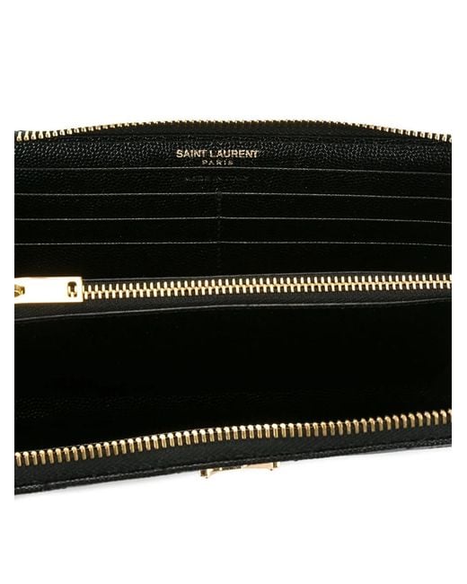 Saint Laurent Black Monogram Zip Around Wallet