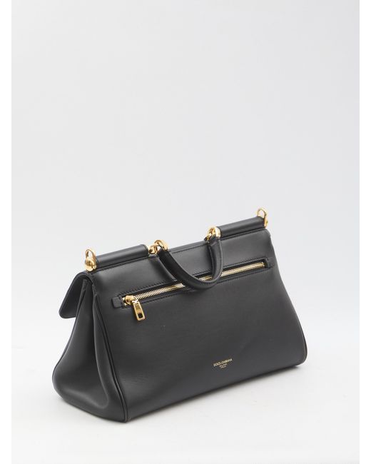 Dolce & Gabbana Black Dolce & Gabbana My Sicily Medium Plongé Leather Bag