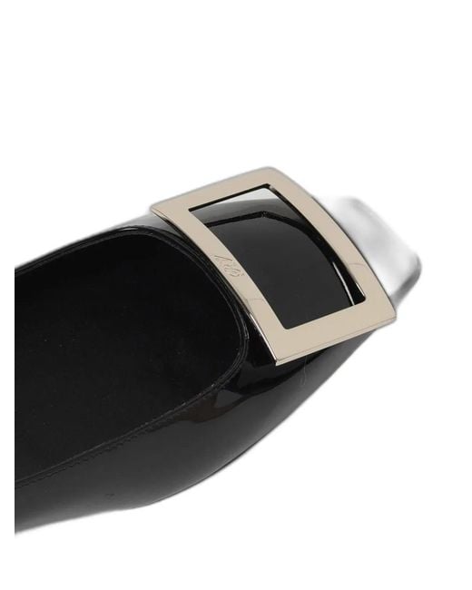 Roger Vivier Black Quadrata Trompette Ballerinas