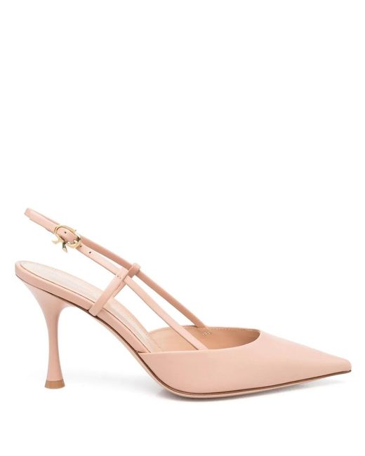 Gianvito Rossi Pink Nude Neutrals Leather Decolletes Slingback