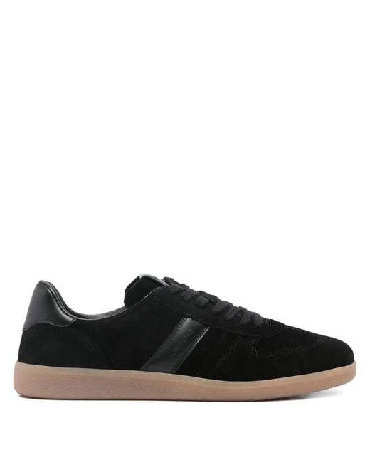 Tom Ford Black Leather Sneaker With Logo for men