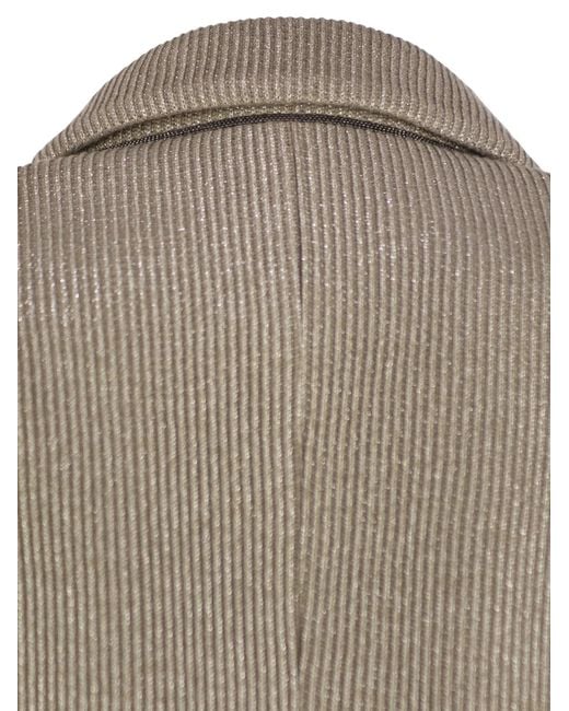 Brunello Cucinelli Brown Sparkling English Rib Cotton And Viscose Knitted Jacket With Monili