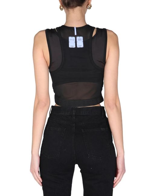 McQ Alexander McQueen Black Solid Crew Neck Top