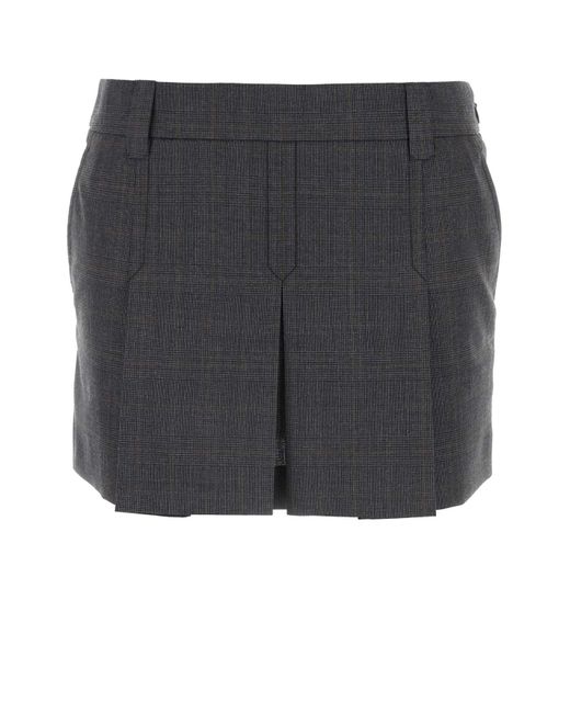 Miu Miu Black Glencheck Mini Skirt